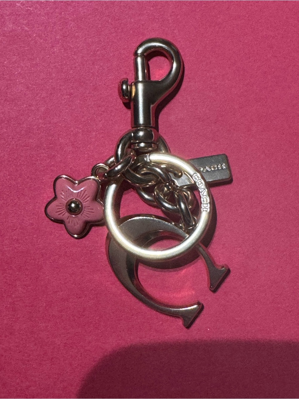 Coach Tea Rose Gold-Tone Keyring Bag Charm - Picture 3 of 16